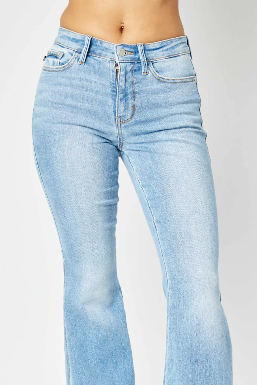 Judy Blue Full Size Mid Rise Raw Hem Slit Flare Jeans sold by Roxie’s Picks product image thumbnail 2