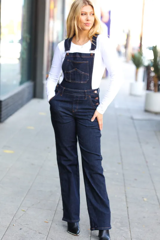 Judy Blue Dark Denim Overalls (Small left) sold by Roxie’s Picks