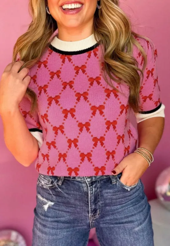 bow short sleeve sweater sold by Roxie’s Picks