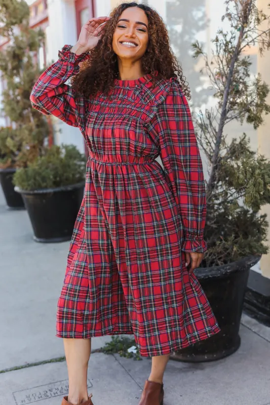 All I Want Hunter Red Plaid Check Woven Pocketed Dress sold by Roxie’s Picks
