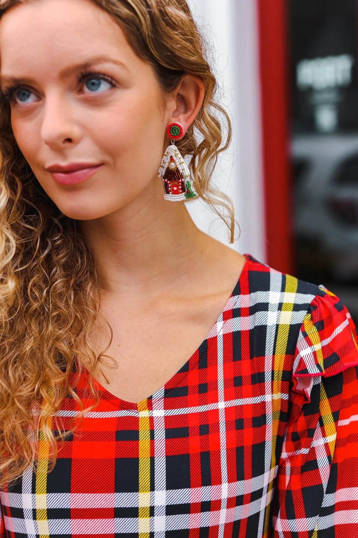 Gingerbread House Beaded Dangle Earrings sold by Roxie’s Picks product image thumbnail 3