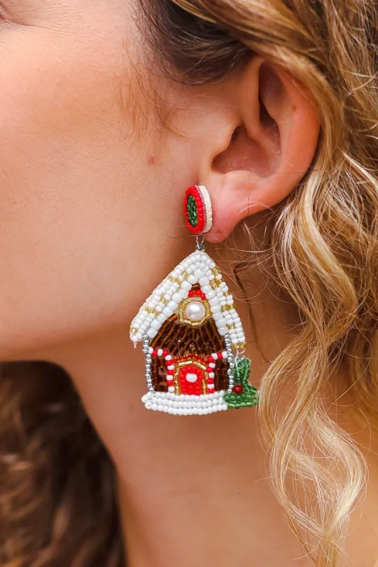 Gingerbread House Beaded Dangle Earrings sold by Roxie’s Picks