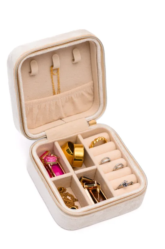 Kept and Carried Velvet Jewelry Box in Ivory sold by Roxie’s Picks