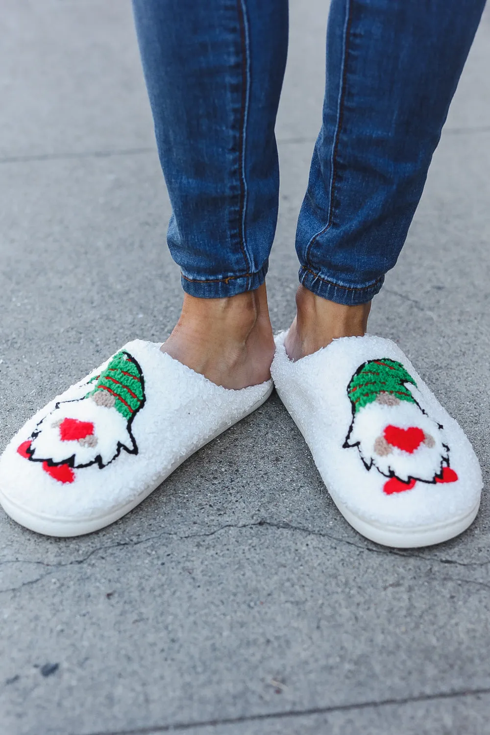 Christmas Elf Heart Print Fleece Slippers sold by Roxie’s Picks product image thumbnail 4