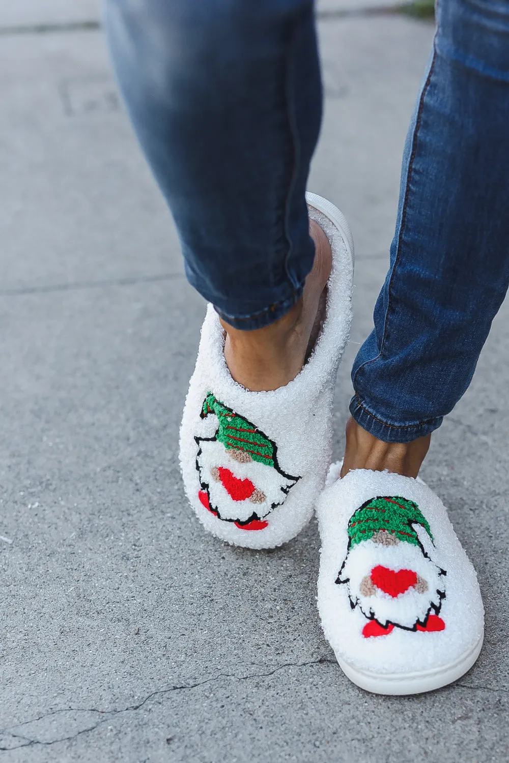 Christmas Elf Heart Print Fleece Slippers sold by Roxie’s Picks product image thumbnail 2