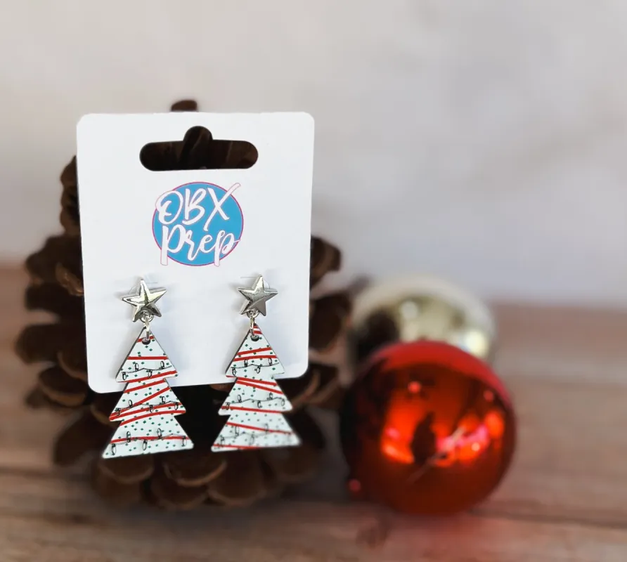 Christmas Tree Cake Silver Star Stud Topper Dangle Earrings sold by Roxie’s Picks