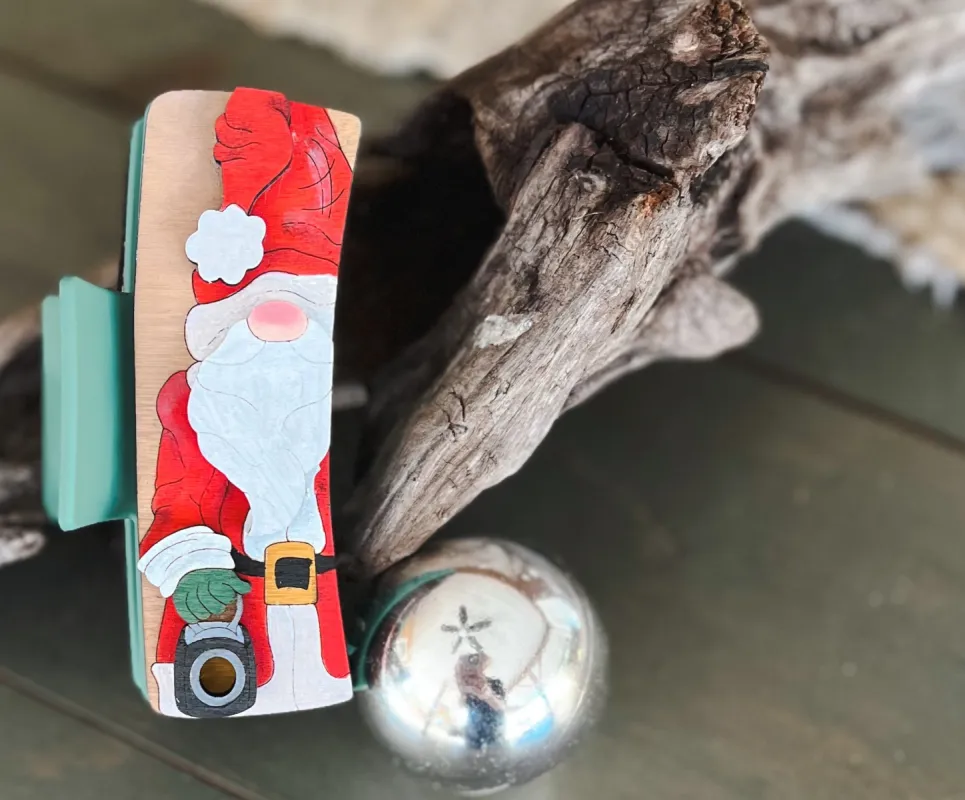 Santa Claus Christmas Hair Claw Clip – Hand-Painted Wooden Design (4 Inches) sold by Roxie’s Picks