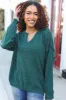 Lock Eyes Hunter Green Notched Neck With Patch Oversized Sweater sold by Roxie’s Picks