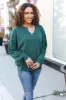 Lock Eyes Hunter Green Notched Neck With Patch Oversized Sweater sold by Roxie’s Picks