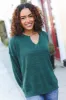 Lock Eyes Hunter Green Notched Neck With Patch Oversized Sweater sold by Roxie’s Picks