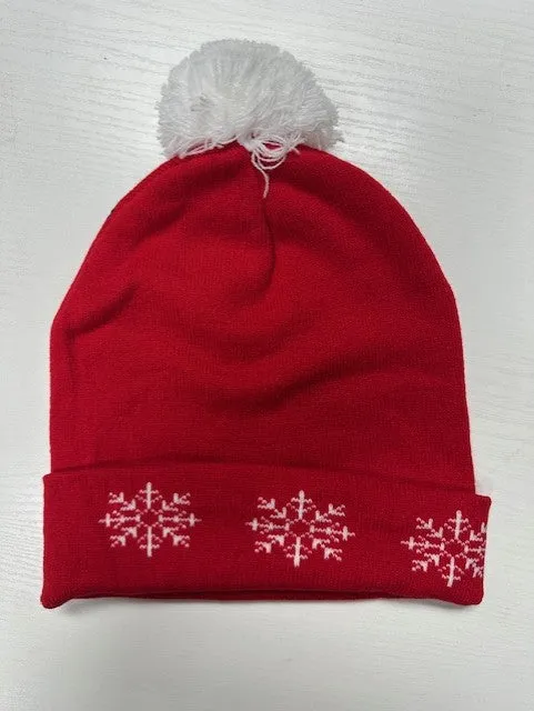 "It's Cold Outside" Snowman Pom-Pom Snowflake Beanie sold by Roxie’s Picks product image thumbnail 2