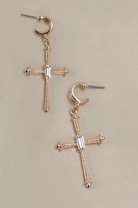 Cross Rhinestone Drop Hoop Earrings sold by Roxie’s Picks product image thumbnail 5