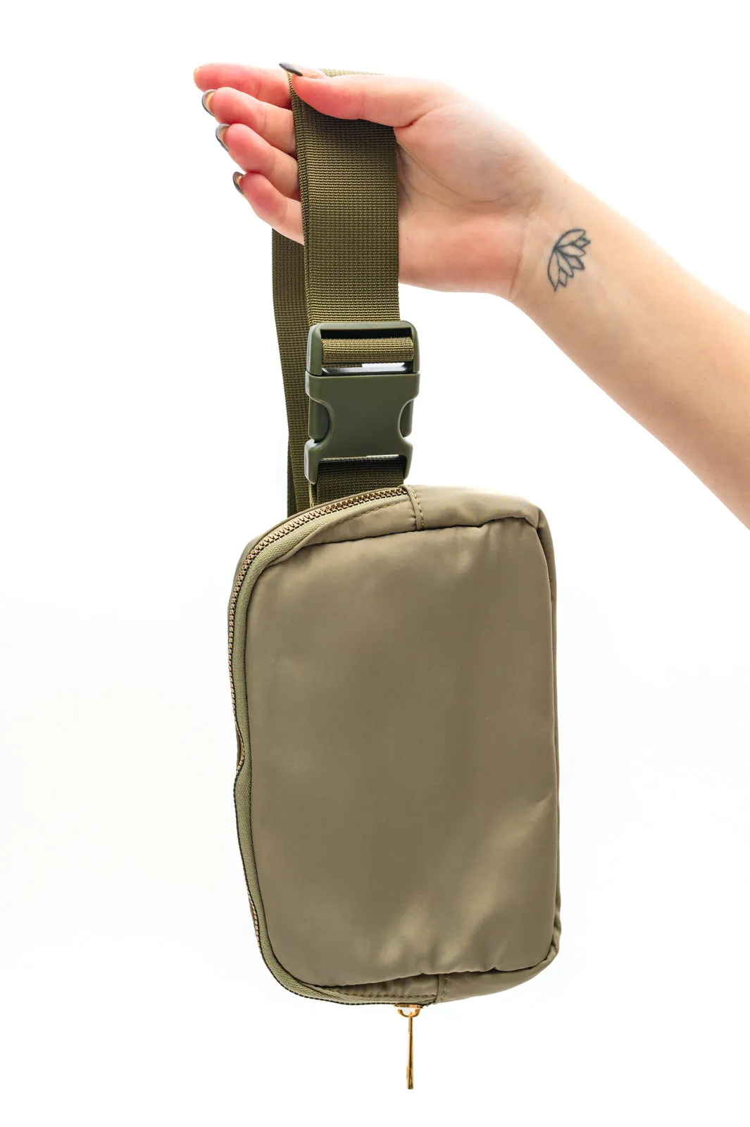 Everywhere I Go Crossbody Belt Bag in Olive sold by Roxie’s Picks