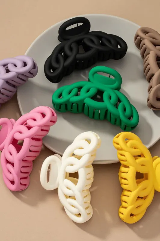 Color large hair clips with chunky linked ovals sold by Roxie’s Picks