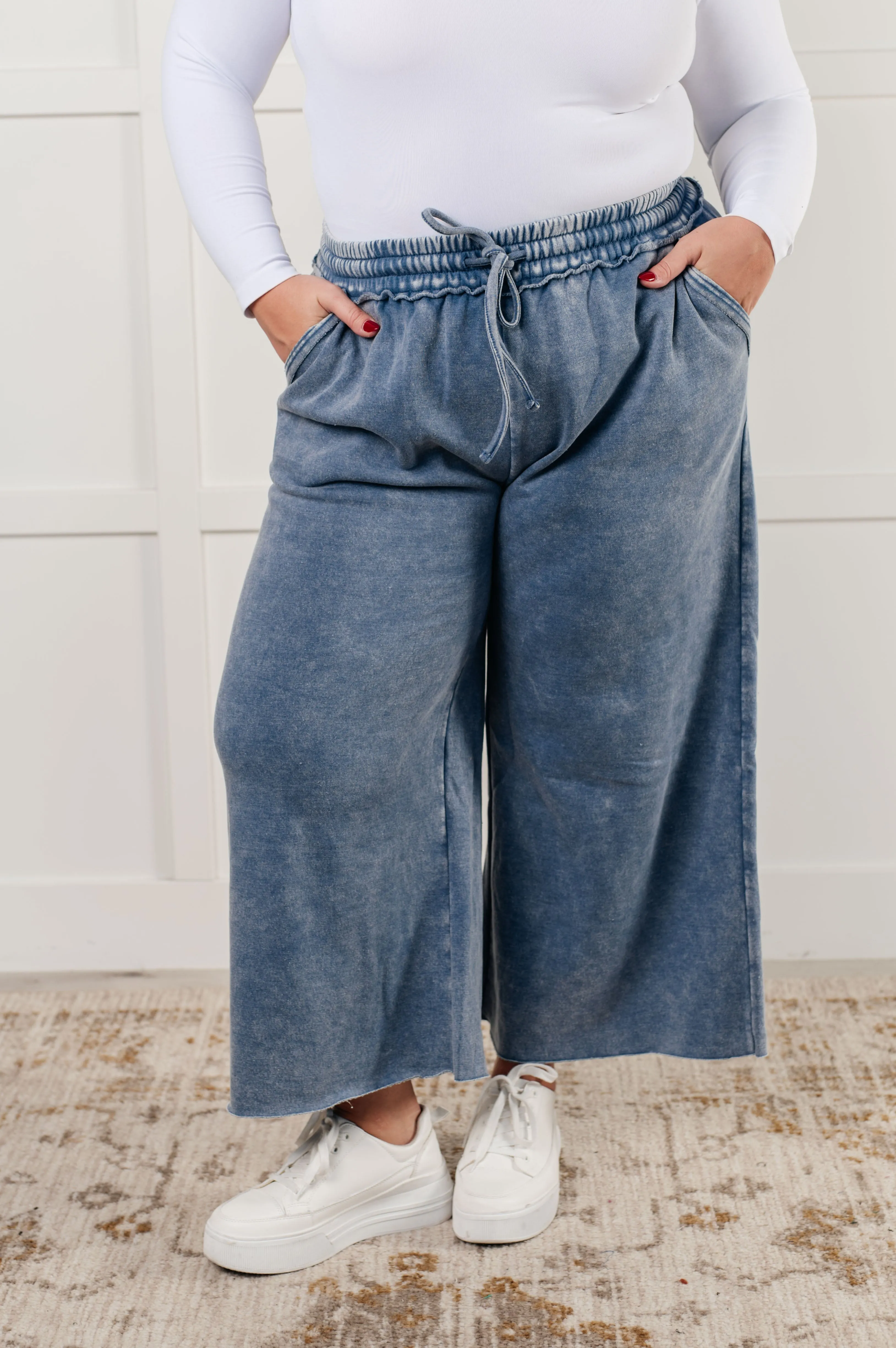 In or Out Wide Leg Cropped Pants in Dusty Blue sold by Roxie’s Picks product image thumbnail 3