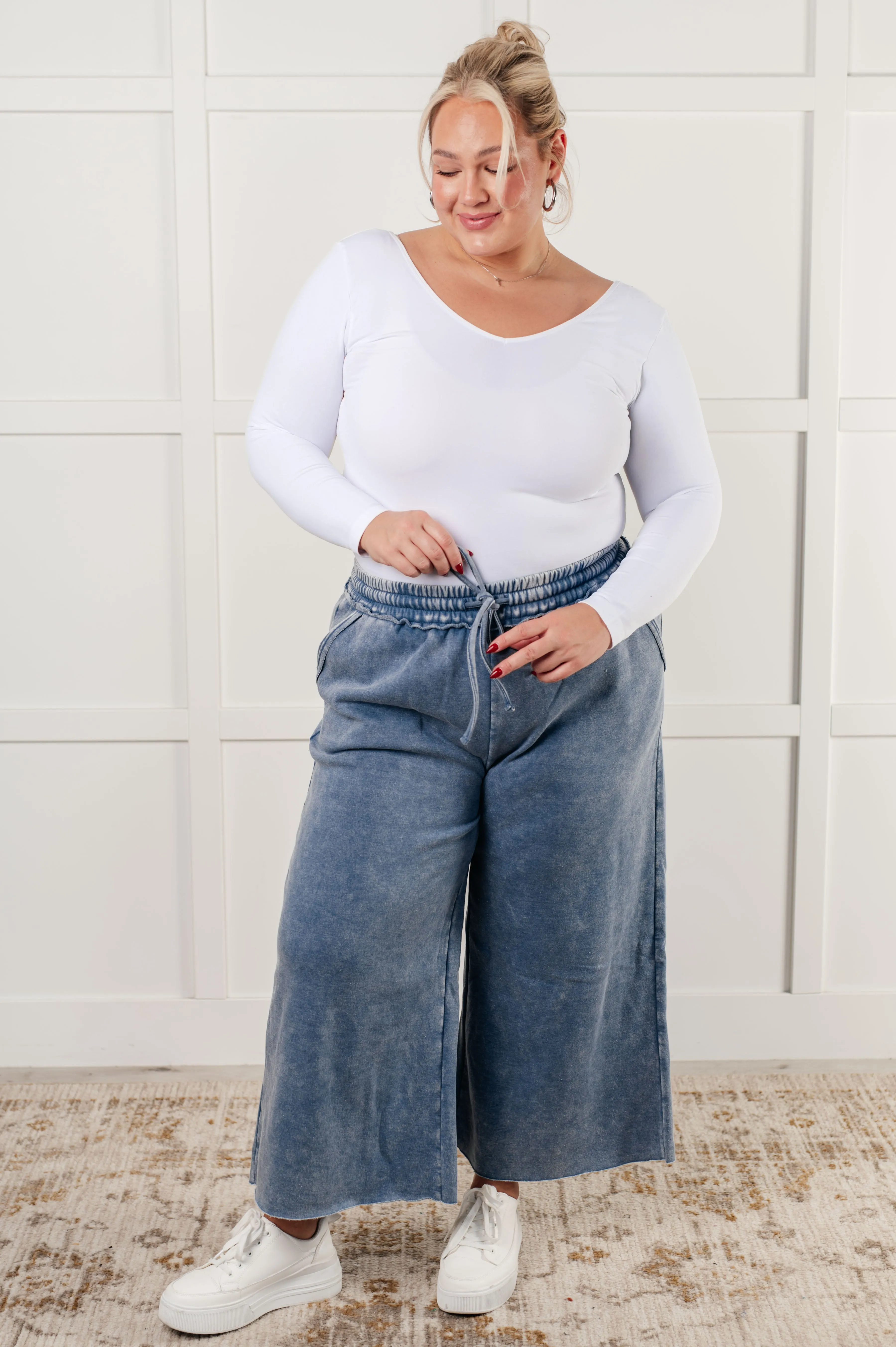 In or Out Wide Leg Cropped Pants in Dusty Blue sold by Roxie’s Picks product image thumbnail 5