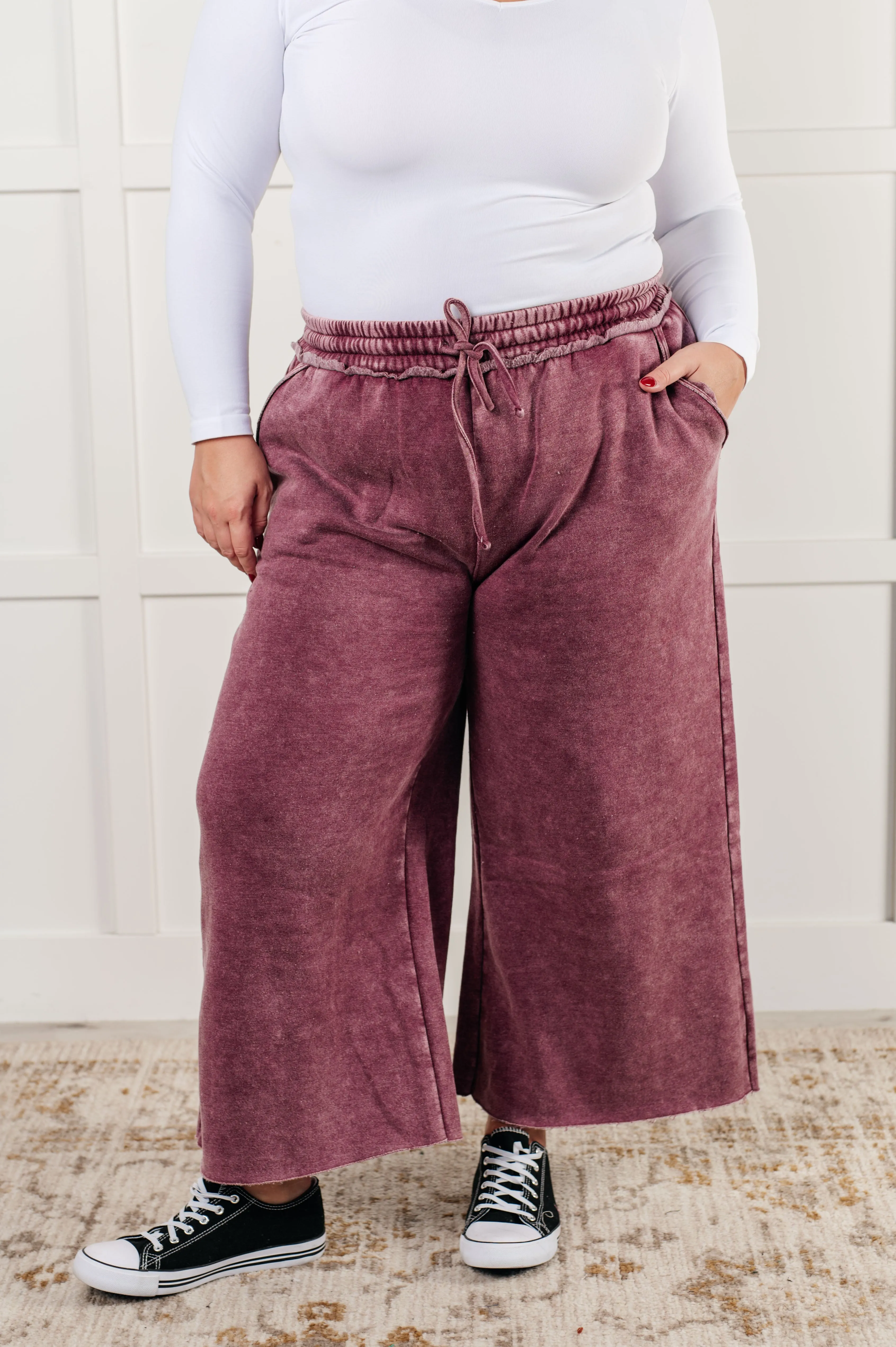 In or Out Wide Leg Cropped Pants in Eggplant sold by Roxie’s Picks product image thumbnail 2