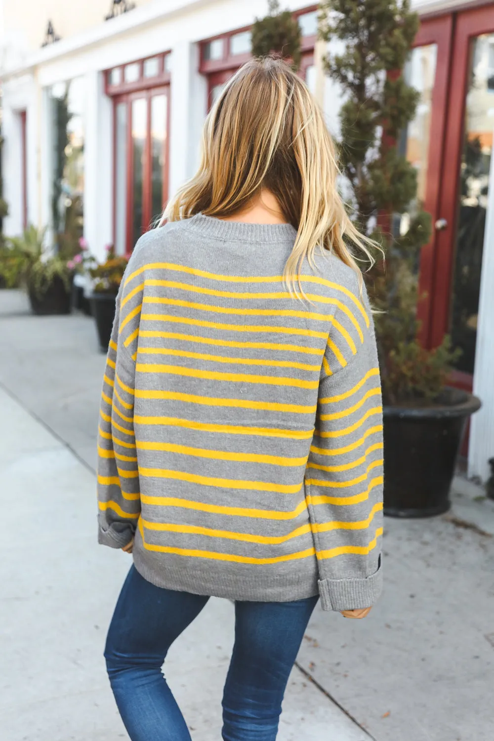Love Found Sunflower Multistripe Ribbed Knit Sweater sold by Roxie’s Picks product image thumbnail 2