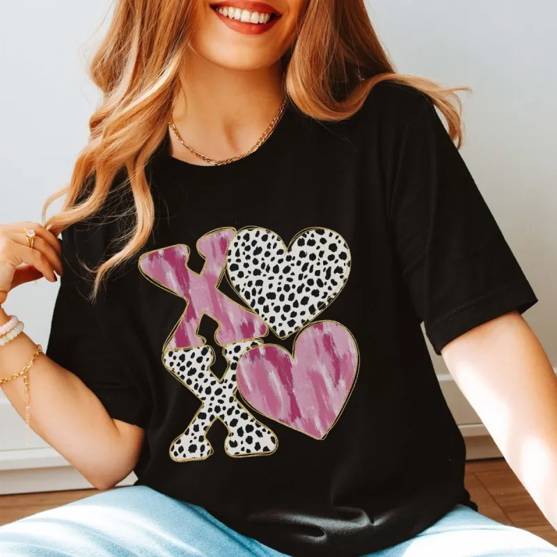 XOXO Leopard & Watercolor Bella Graphic Tee sold by Roxie’s Picks