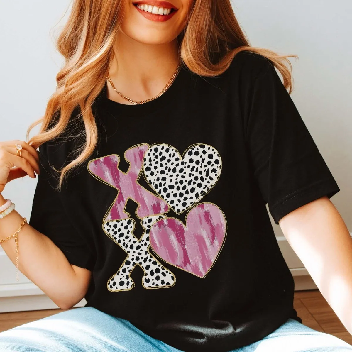 XOXO Leopard & Watercolor Bella Graphic Tee sold by Roxie’s Picks