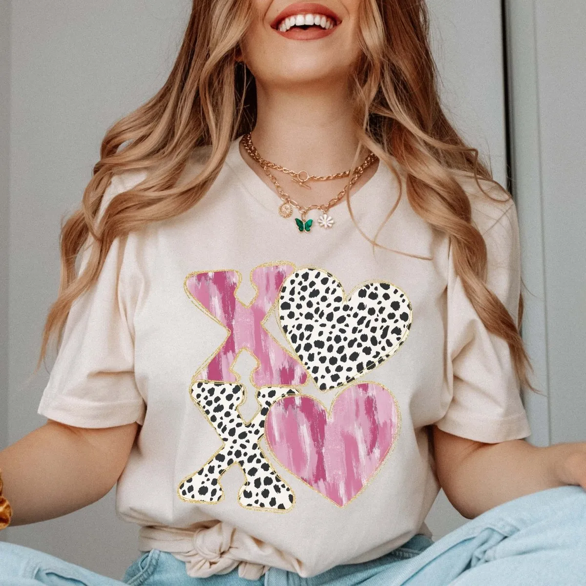 XOXO Leopard & Watercolor Bella Graphic Tee sold by Roxie’s Picks product image thumbnail 2
