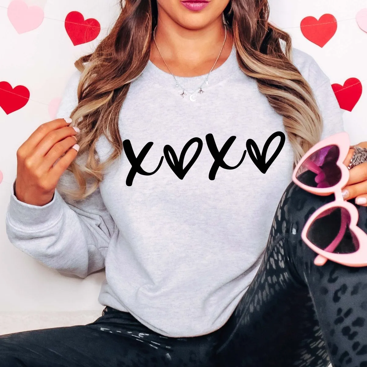 XOXO With Hearts Graphic Sweatshirt sold by Roxie’s Picks product image thumbnail 3