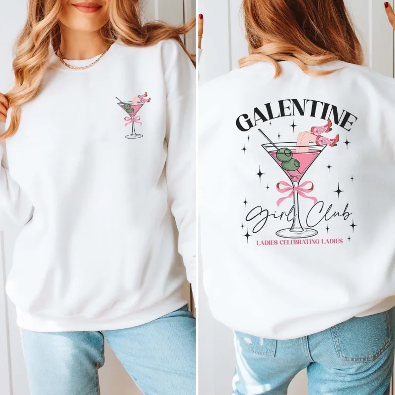 Galentine's Girls Club Graphic Sweatshirt Front & Back Design sold by Roxie’s Picks