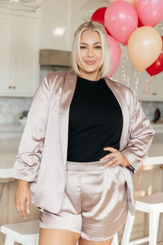 Champagne and Roses Satin Blazer (XL Only) sold by Roxie’s Picks