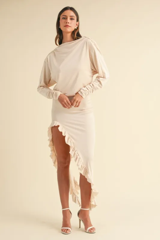 Mable Backless Asymmetric Ruffle Hem Dress sold by Roxie’s Picks