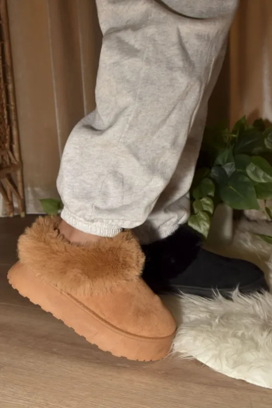 WILD DIVA Faux-Fur Platform Slip On Booties sold by Roxie’s Picks