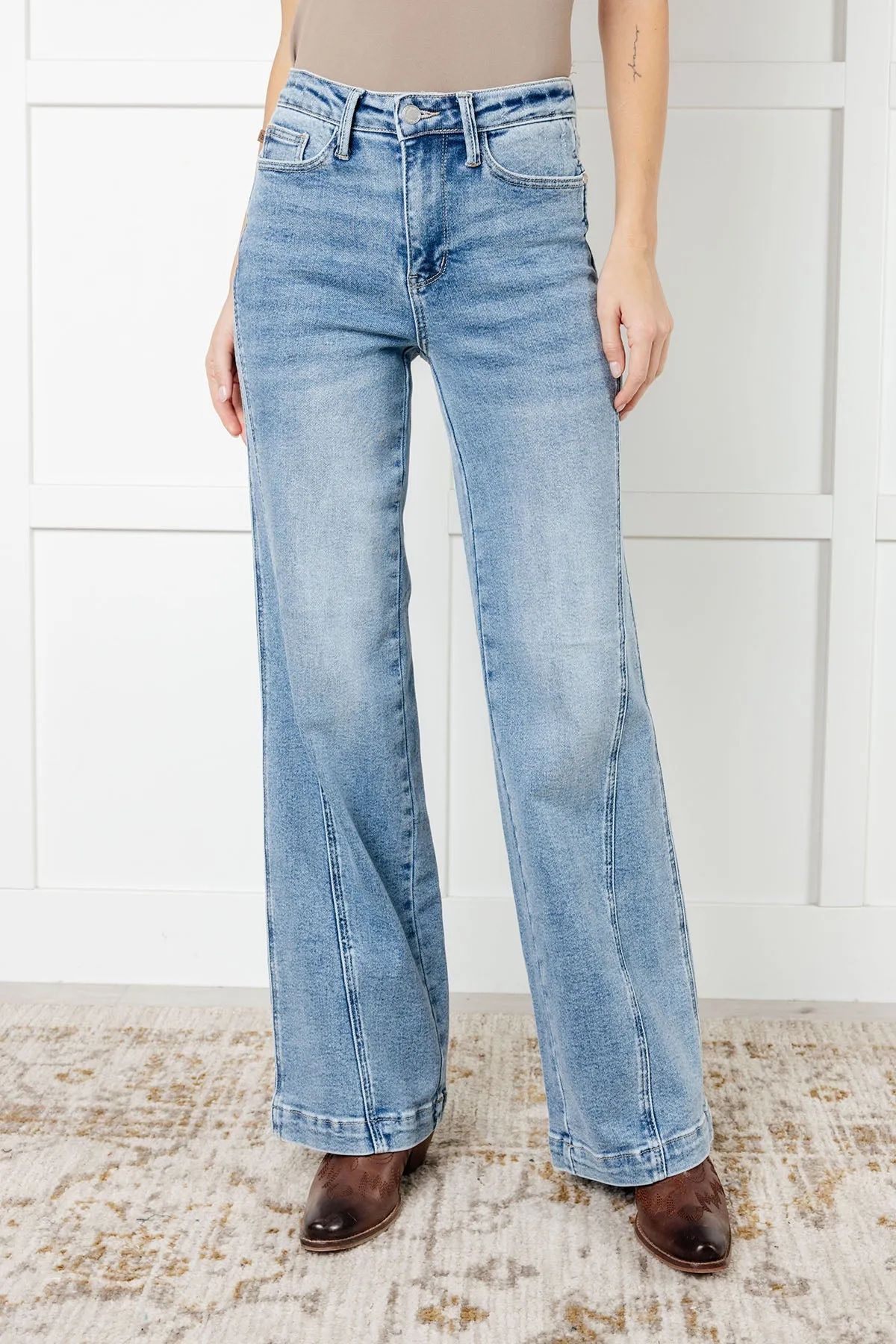 Melia High Rise Side Seam Detail Wide Leg Jeans sold by Roxie’s Picks product image thumbnail 3