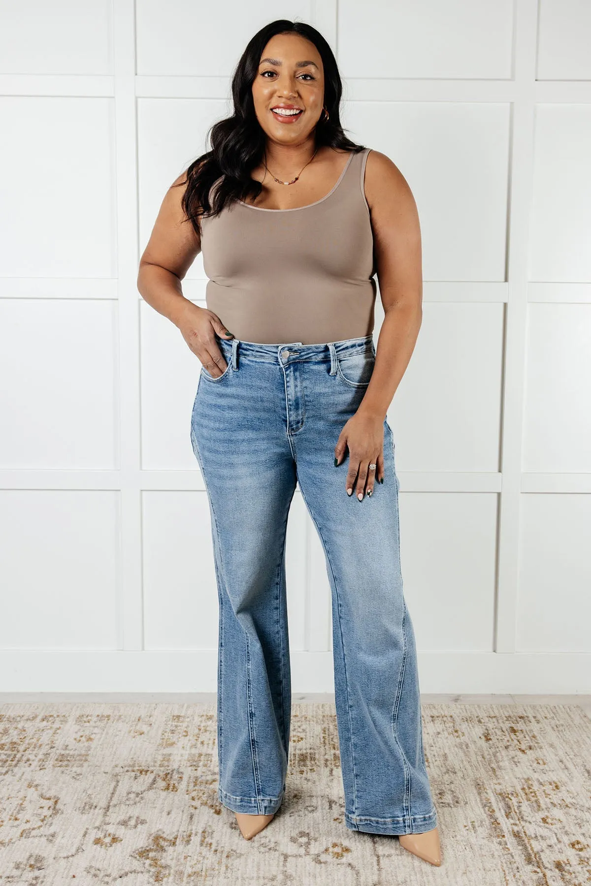Melia High Rise Side Seam Detail Wide Leg Jeans sold by Roxie’s Picks product image thumbnail 4