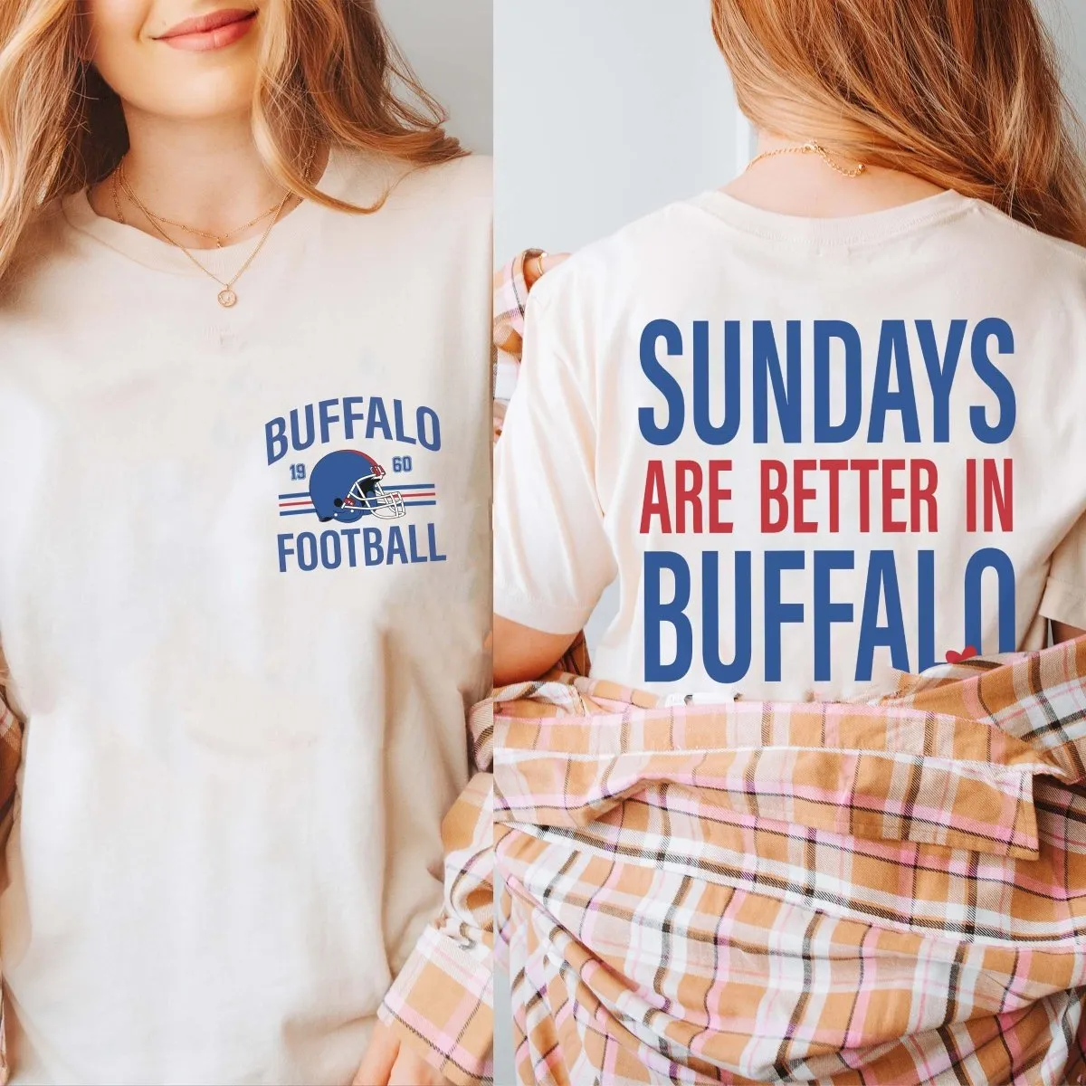 Sundays Are Better In Buffalo Bella Graphic Tee With Front And Back Design sold by Roxie’s Picks