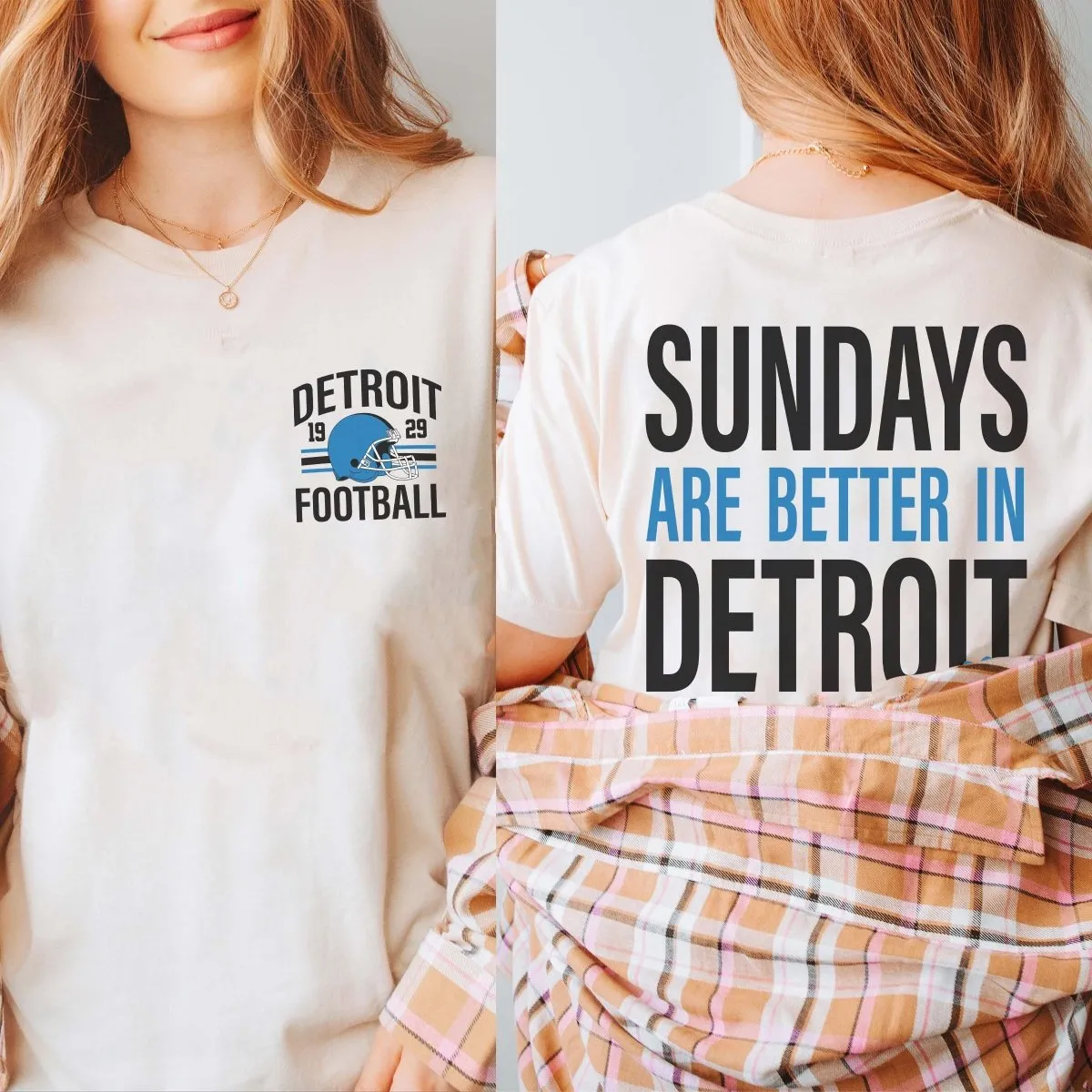 Sundays Are Better In Detroit Bella Graphic Tee With Front And Back Design sold by Roxie’s Picks product image thumbnail 2