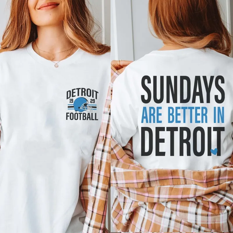 Sundays Are Better In Detroit Bella Graphic Tee With Front And Back Design sold by Roxie’s Picks