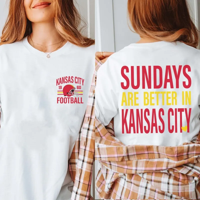 Sundays Are Better In Kansas City Bella Graphic Tee With Front And Back Design sold by Roxie’s Picks