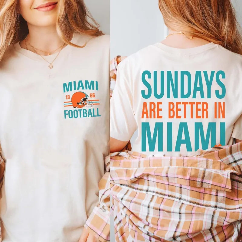 Sundays Are Better In Miami Bella Graphic Tee With Front And Back Design sold by Roxie’s Picks