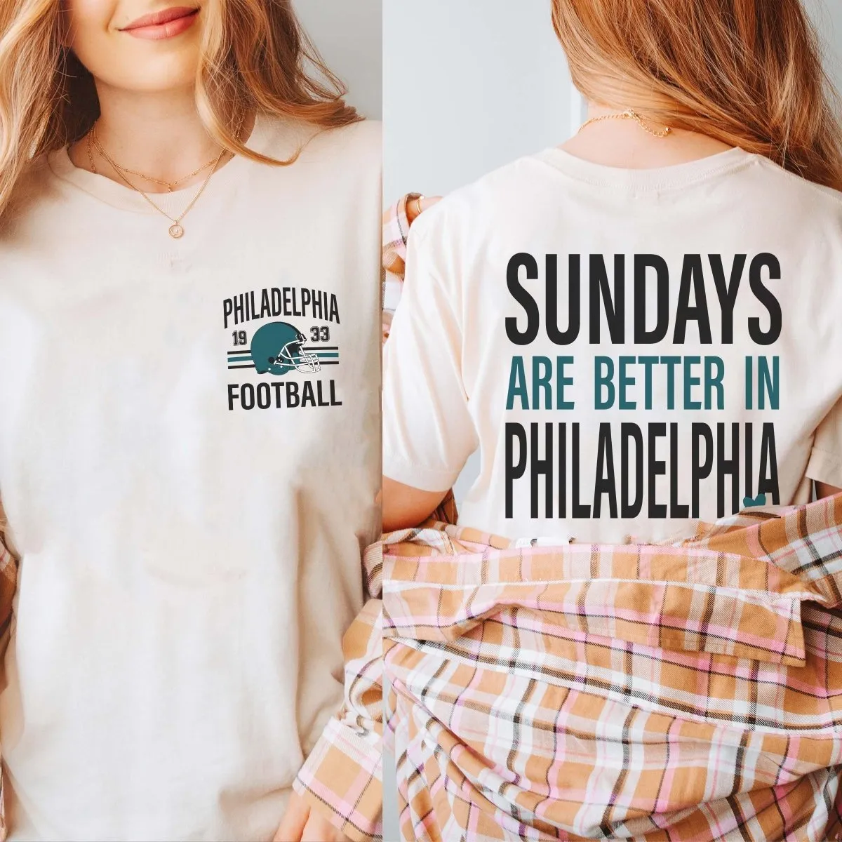 Sundays Are Better In Philadelphia Bella Graphic Tee With Front And Back Design sold by Roxie’s Picks