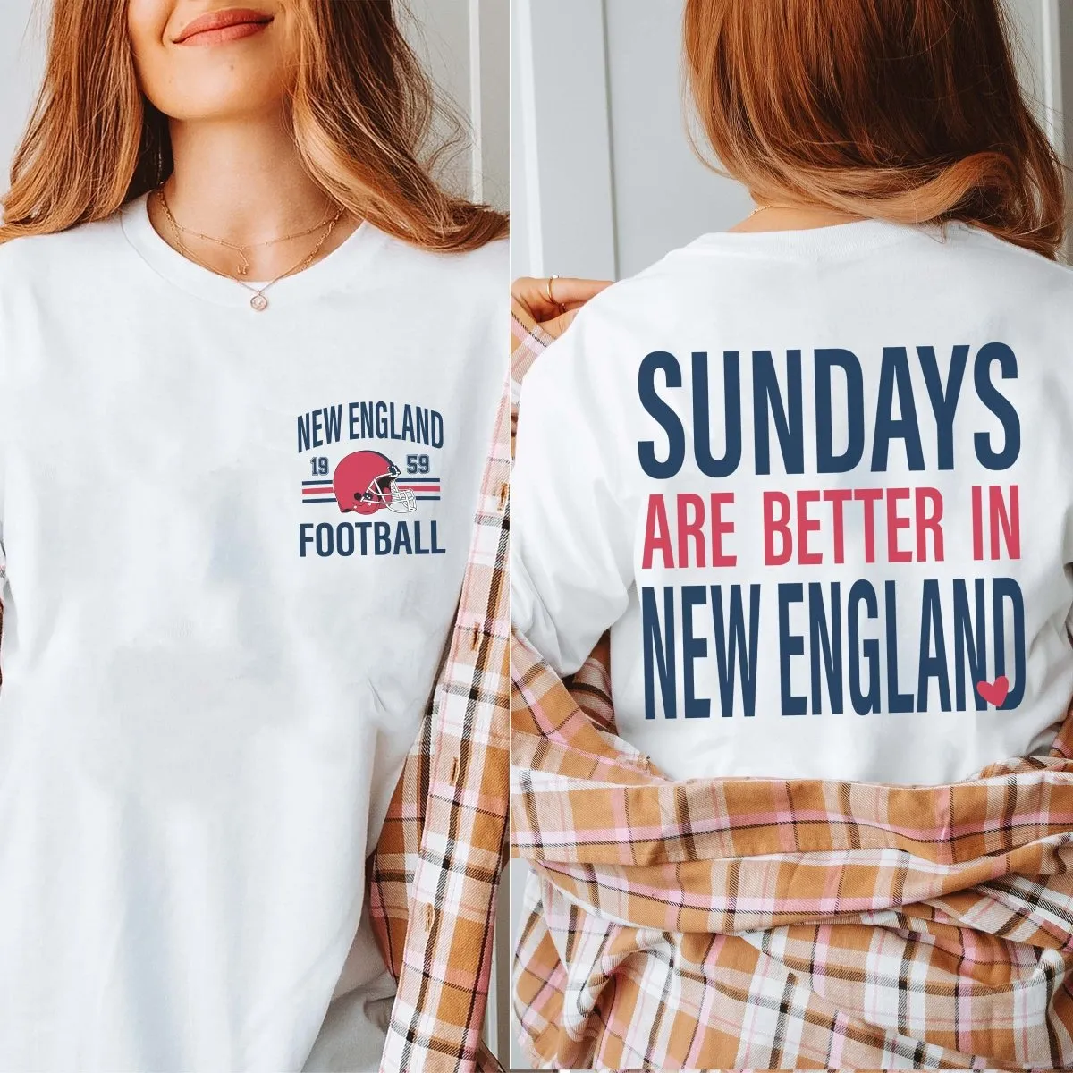 Sundays Are Better In New England Bella Graphic Tee With Front And Back Design sold by Roxie’s Picks product image thumbnail 3