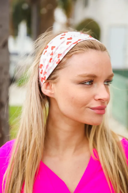 Red & Pink Heart Print Stretchy Twist Headband sold by Roxie’s Picks