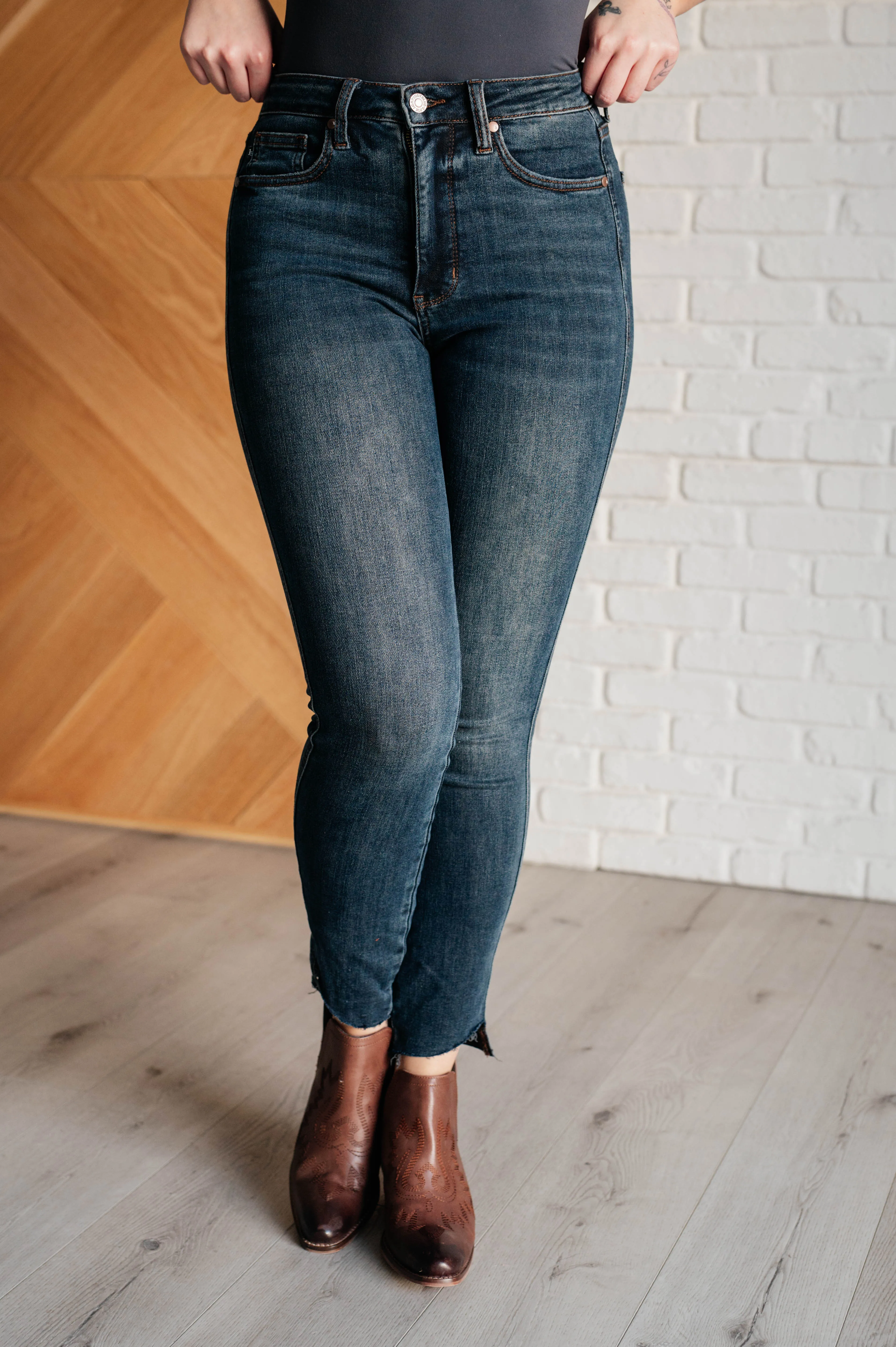 Tessa High Rise Control Top Step Hem Skinny Jeans sold by Roxie’s Picks product image thumbnail 4