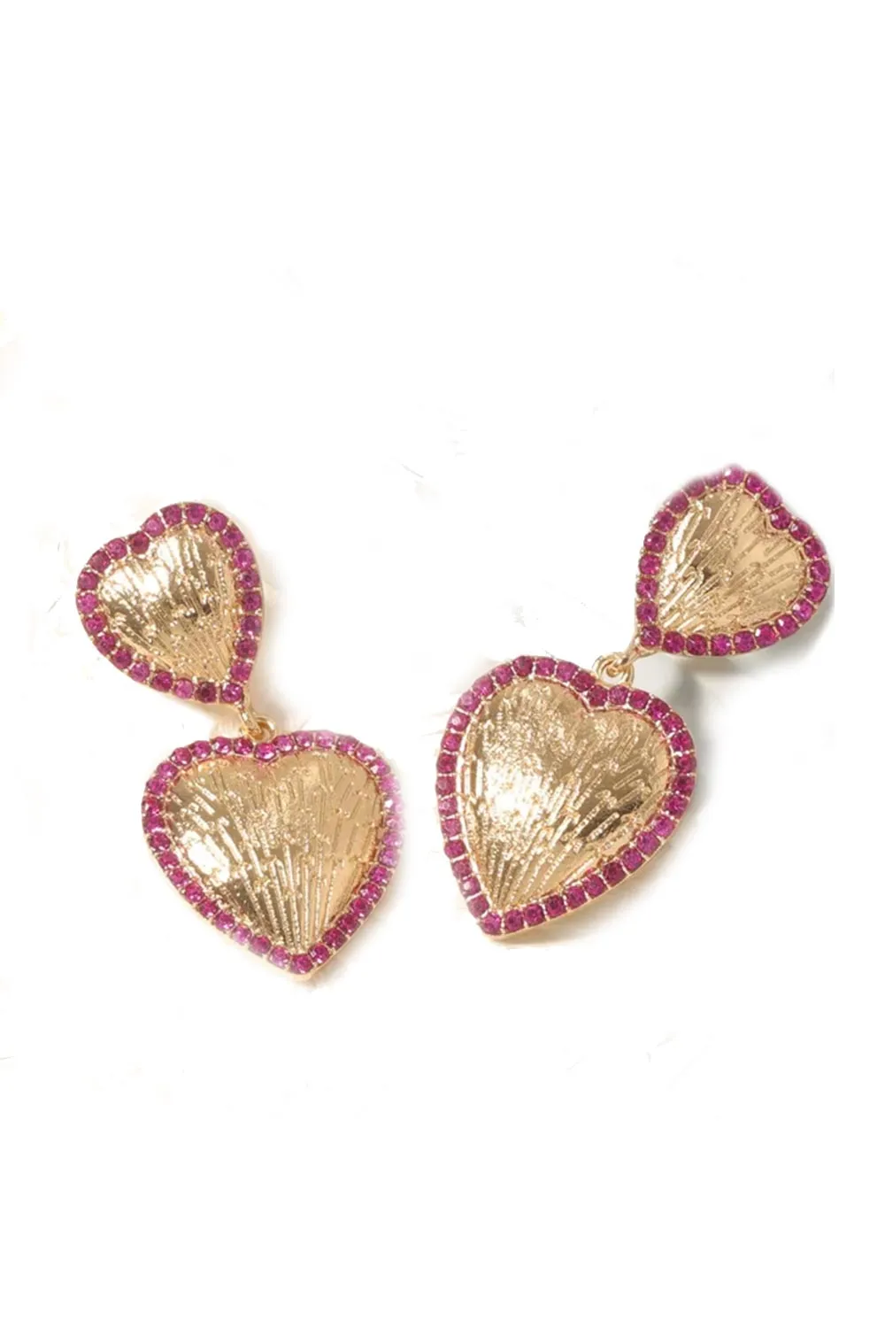Be Mine Gold & Rhinestone Heart Dangle Earrings sold by Roxie’s Picks