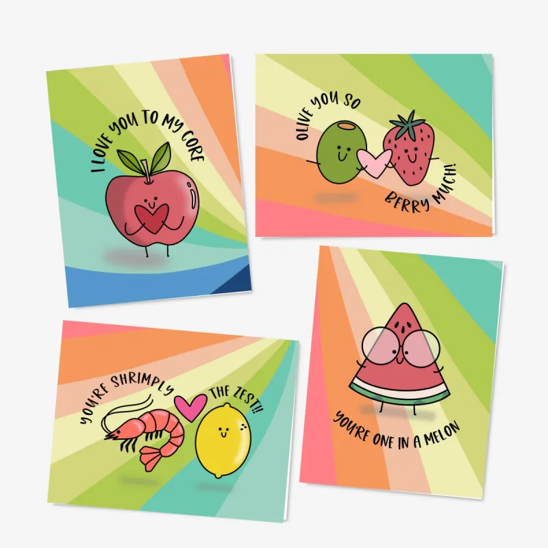 8 Pk Punny Valentine’s Cards with Envelopes - Blank Love Notes - Food, Love, Humor sold by Roxie’s Picks