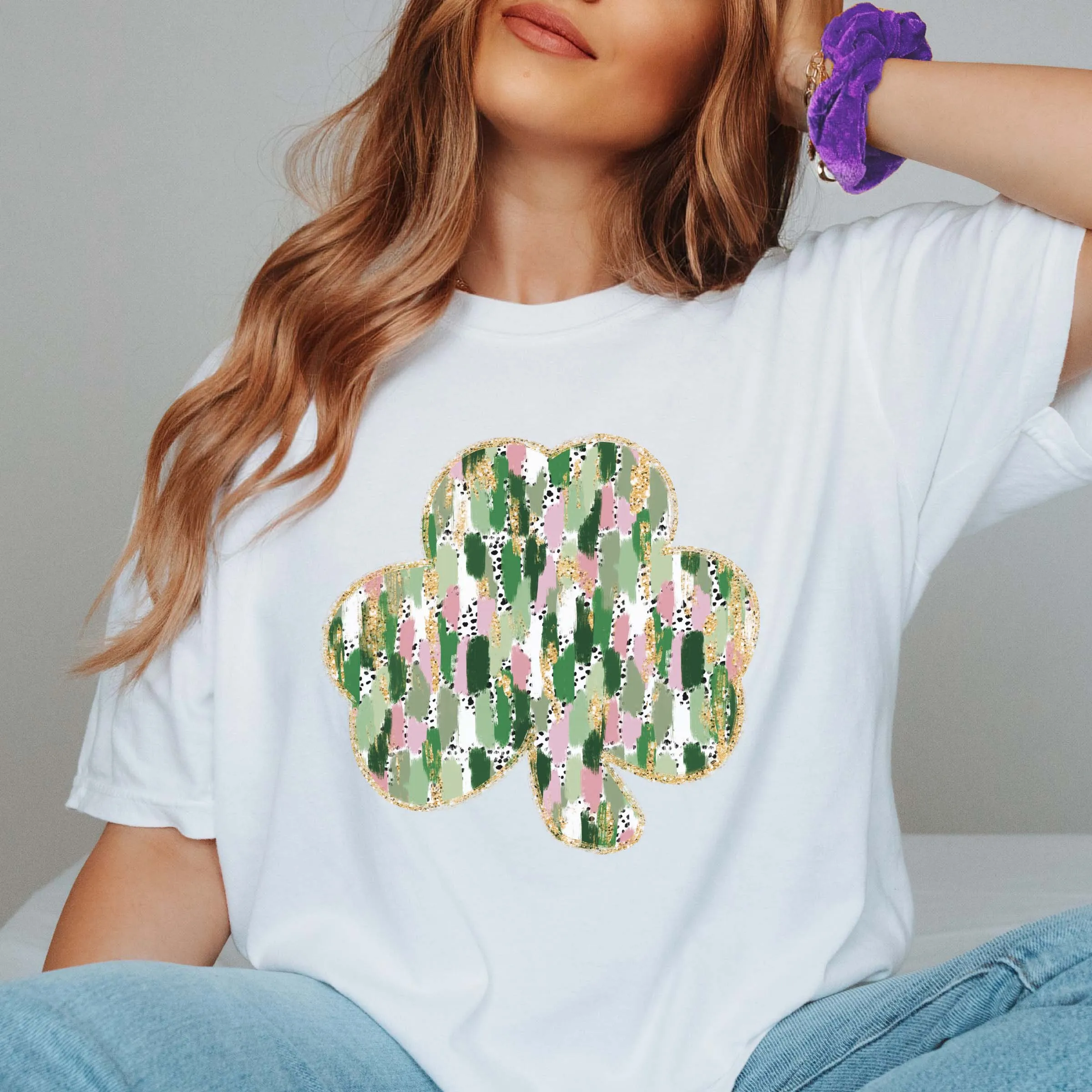 Brush Stroke Shamrock Comfort Color Tee sold by Roxie’s Picks product image thumbnail 3