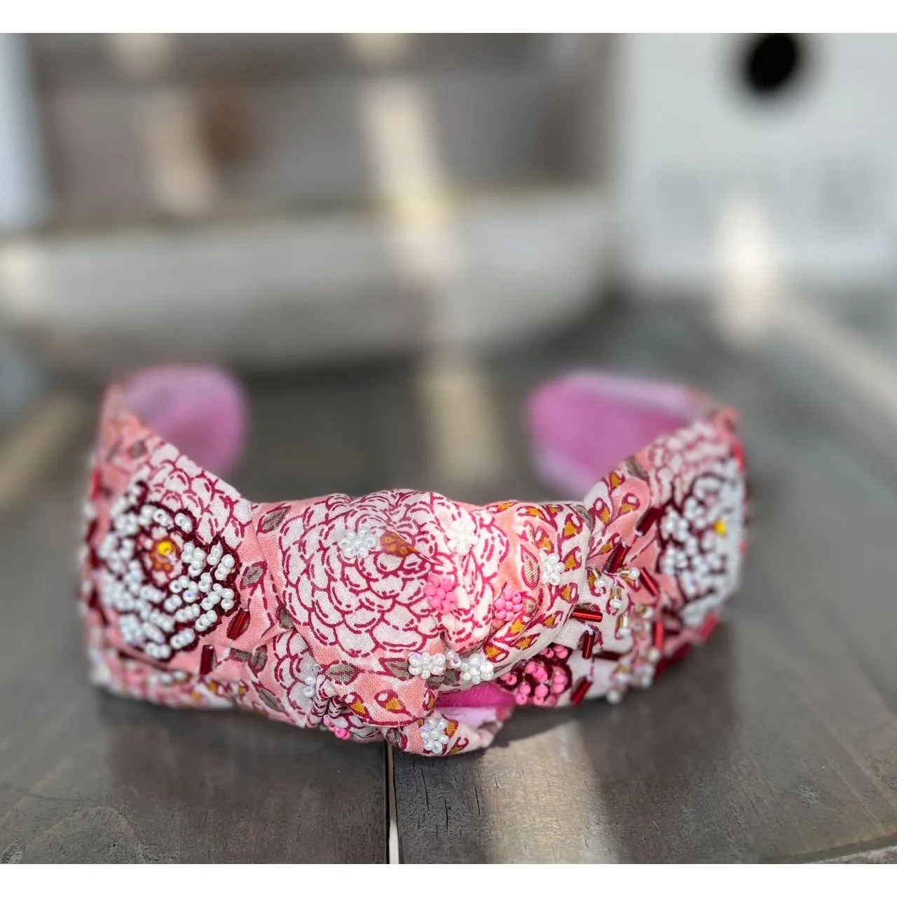 Daisy Toile Top Knot Seed Beaded Headband sold by Roxie’s Picks product image thumbnail 3