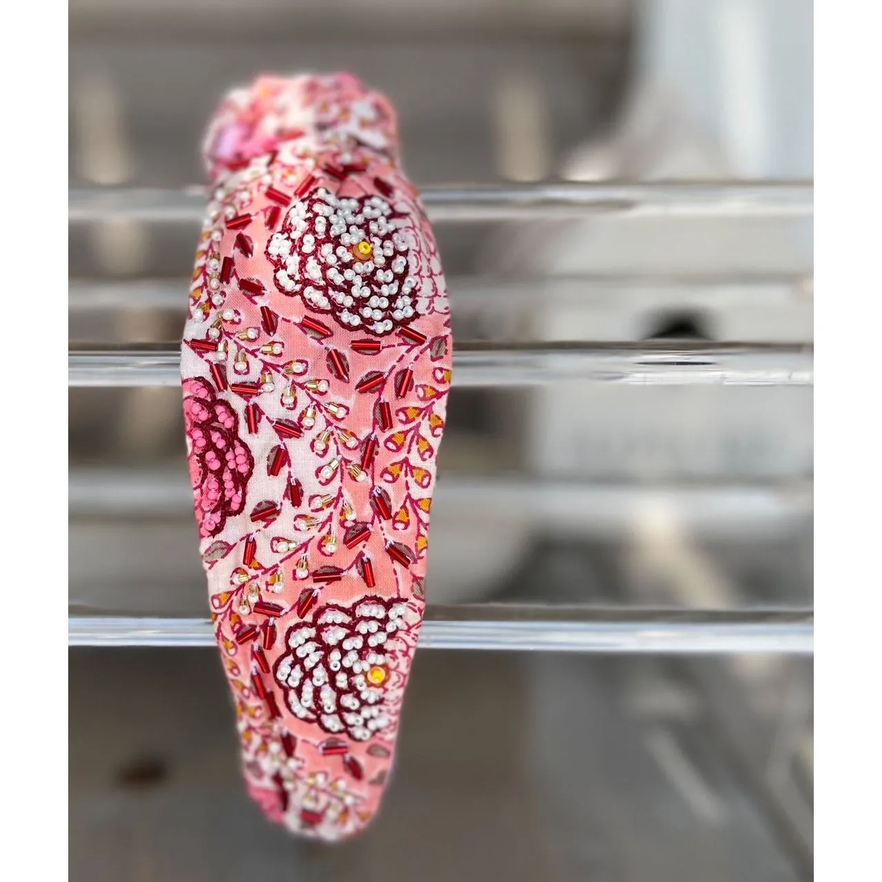 Daisy Toile Top Knot Seed Beaded Headband sold by Roxie’s Picks product image thumbnail 2