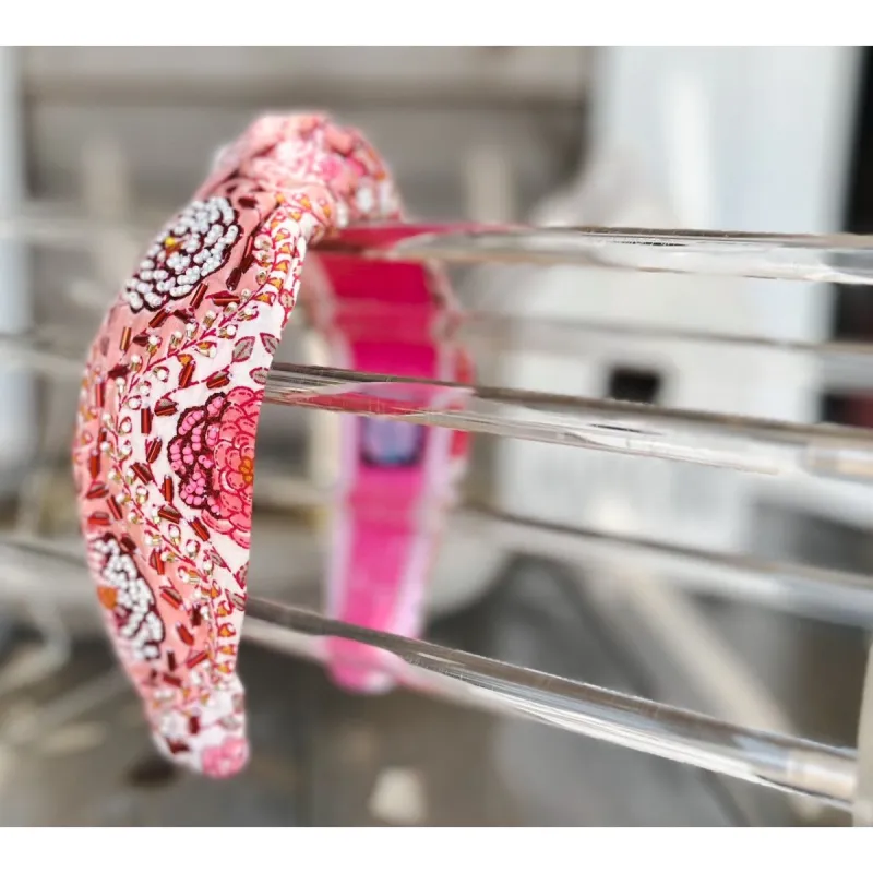 Daisy Toile Top Knot Seed Beaded Headband sold by Roxie’s Picks