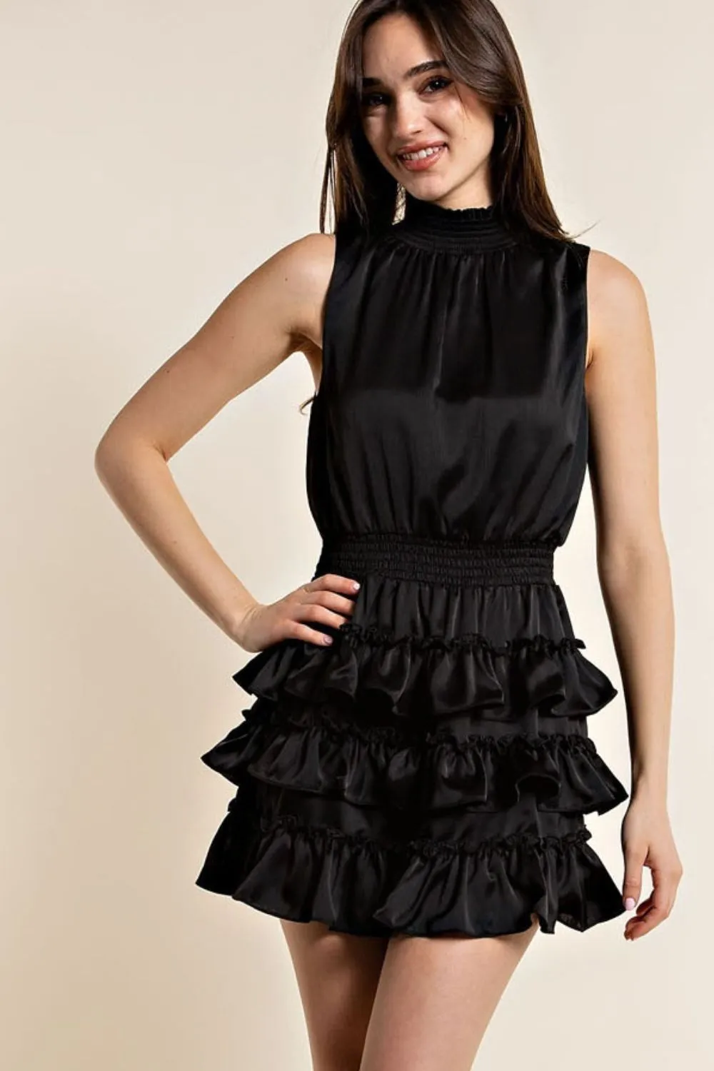 Smocked Neck Sleeveless Mini Dress sold by Roxie’s Picks product image thumbnail 4