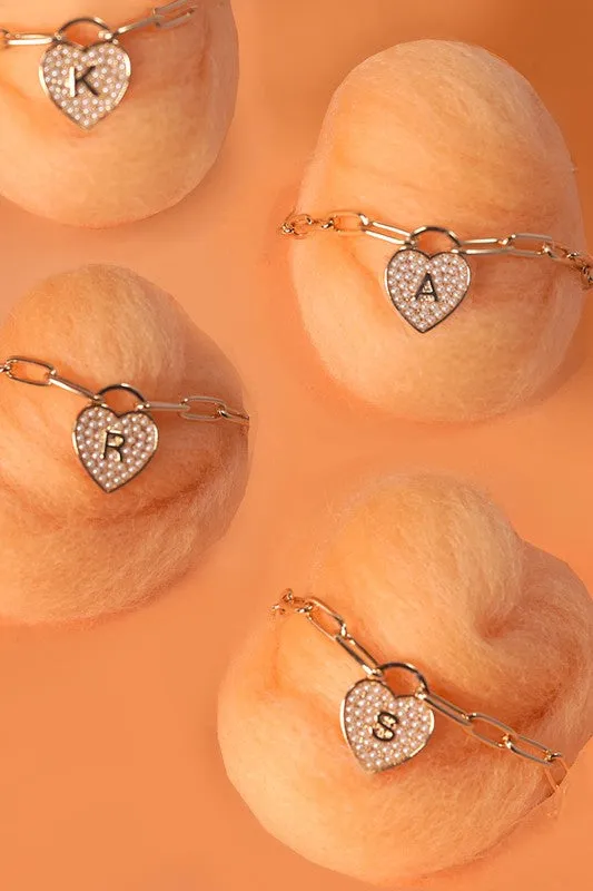 Initial Heart Lock Charm Necklace sold by Roxie’s Picks