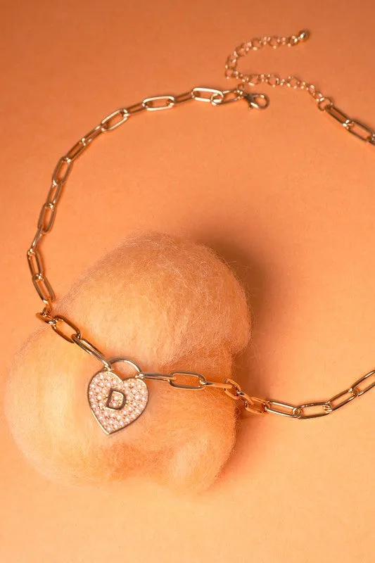 Initial Heart Lock Charm Necklace sold by Roxie’s Picks product image thumbnail 4